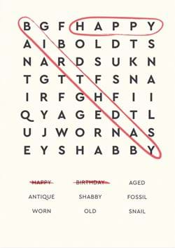 Word Search Birthday Card