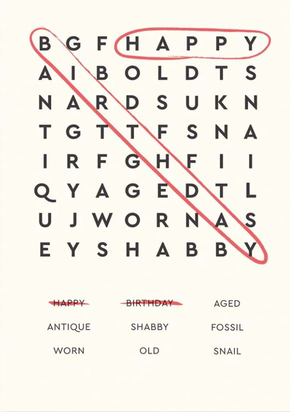Word Search Birthday Card