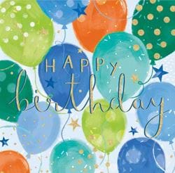 Green and Blue Balloons Birthday Card