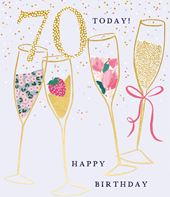 Champagne 70th Birthday Card