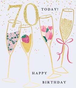 Champagne 70th Birthday Card