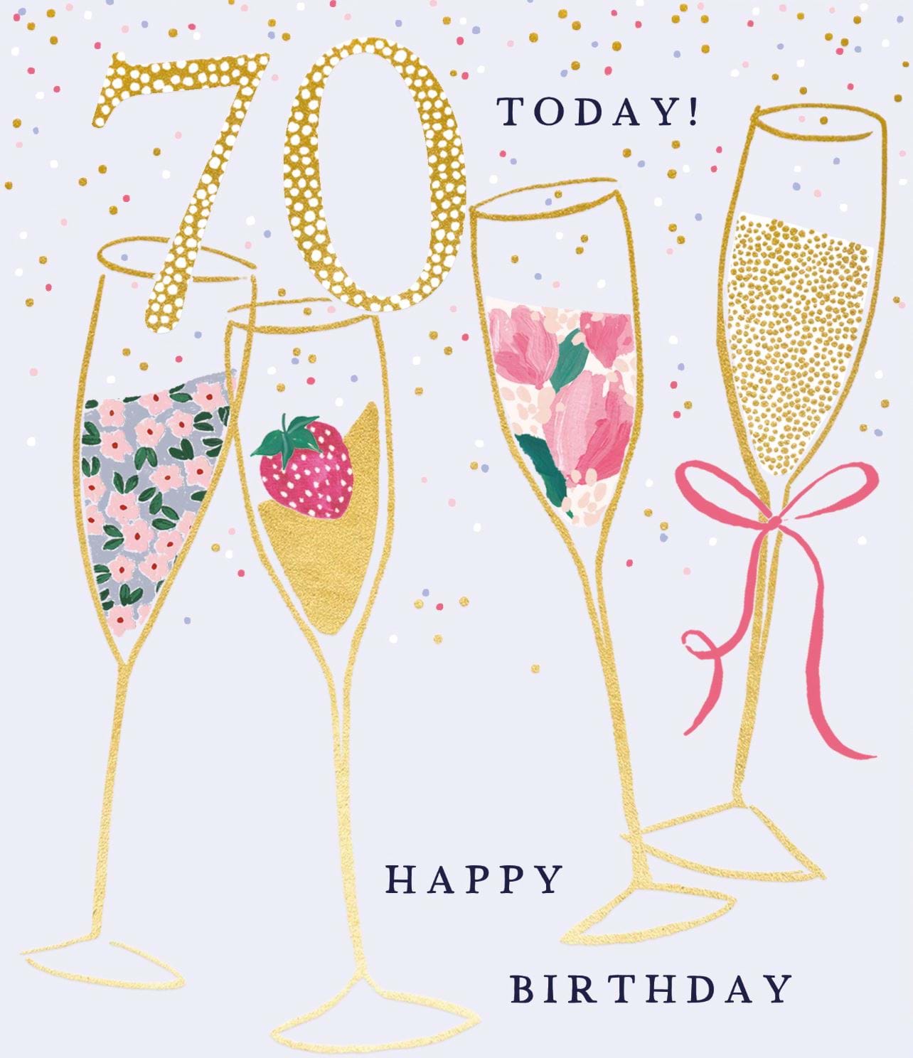 Champagne 70th Birthday Card