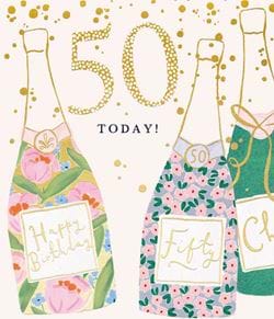 Champagne 50th Birthday Card