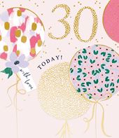 Balloons 30th Birthday Card