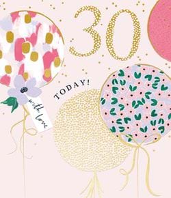 Balloons 30th Birthday Card