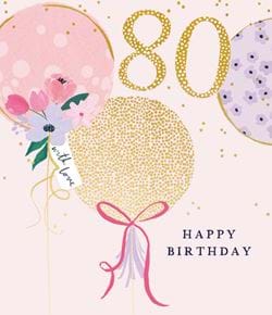 Balloons 80th Birthday Card
