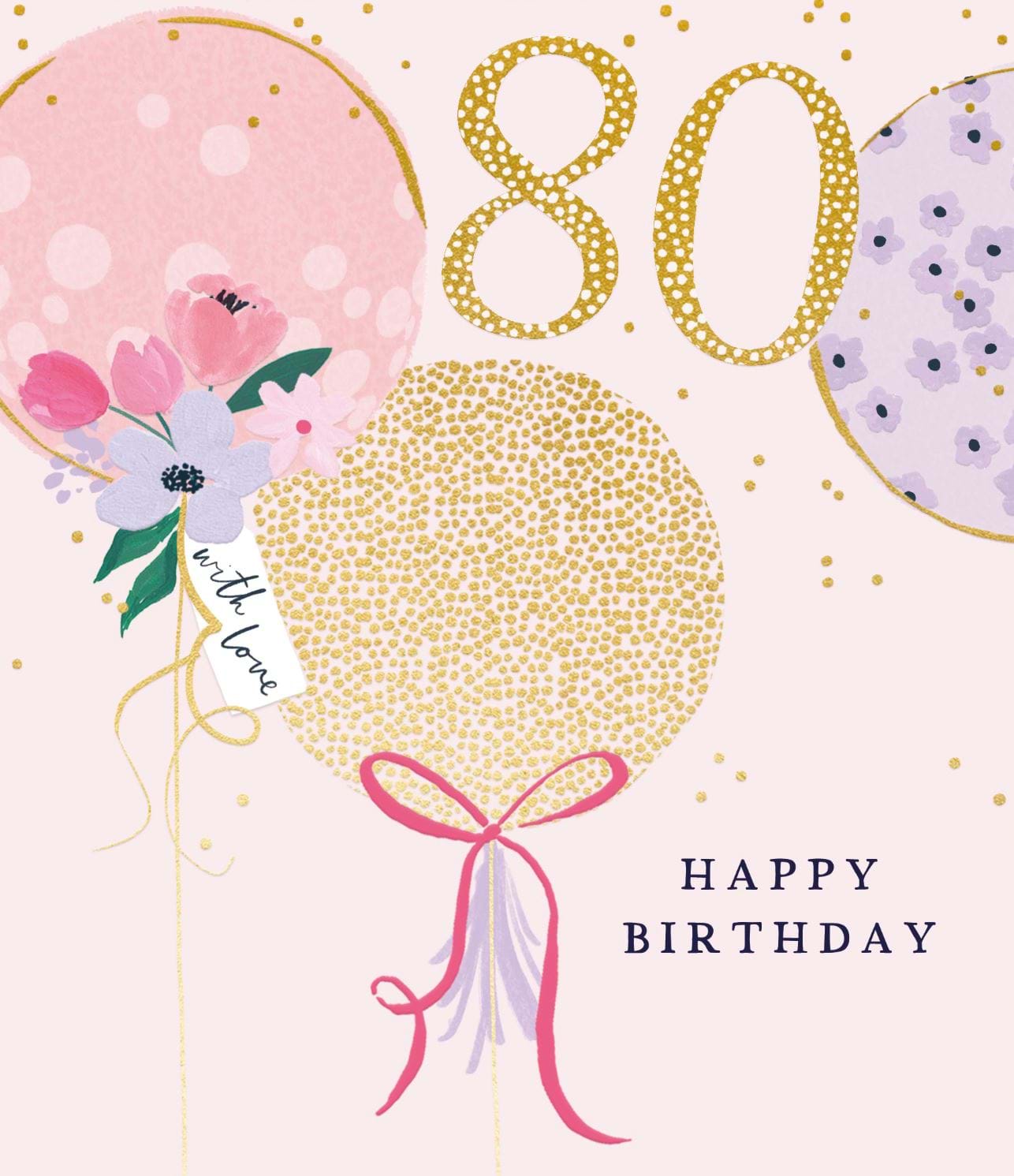 Balloons 80th Birthday Card