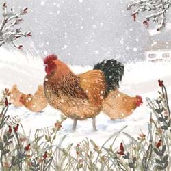 Winter Hens - Personalised Christmas Card