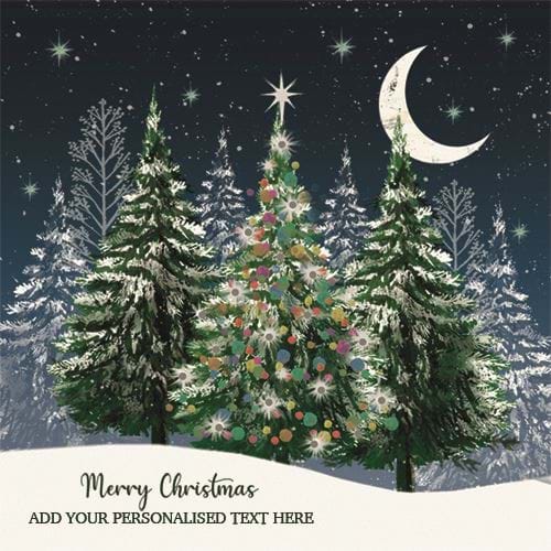 Colourful Fir Tree - Front Personalised Christmas Card