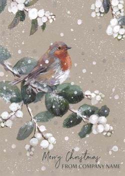 Festive Robin  - Front Personalised Christmas Card