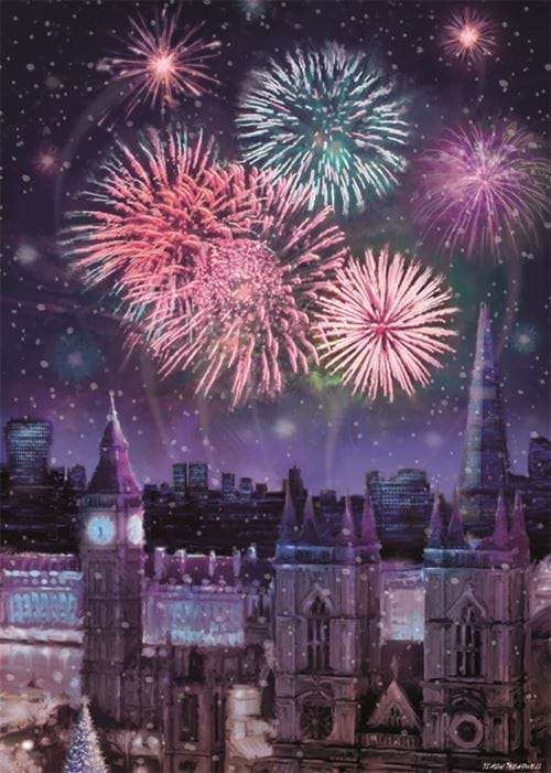 Fireworks over Big Ben - Personalised Christmas Card
