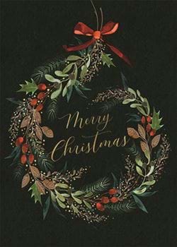 Foliage Wreath - Personalised Christmas Card