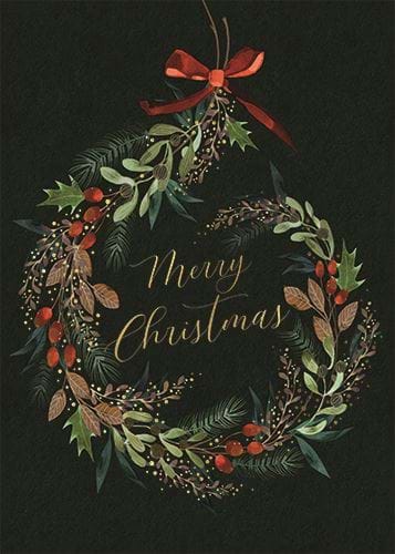 Foliage Wreath - Personalised Christmas Card