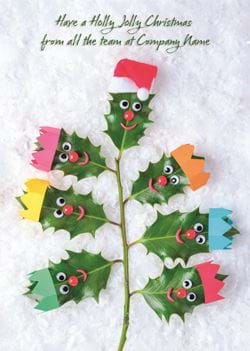 Holly Tree - Front Personalised Christmas Card