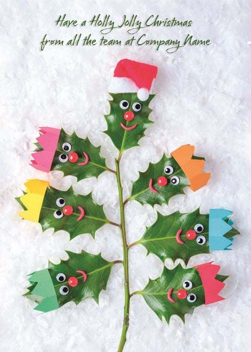 Holly Tree - Front Personalised Christmas Card