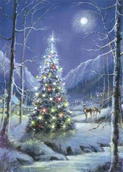 Moonlit Tree - Personalised Christmas Card