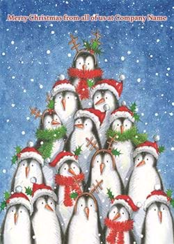 Penguin Team - Front Personalised Christmas Card