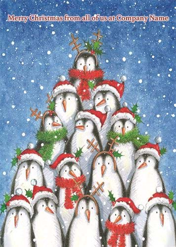 Penguin Team - Front Personalised Christmas Card