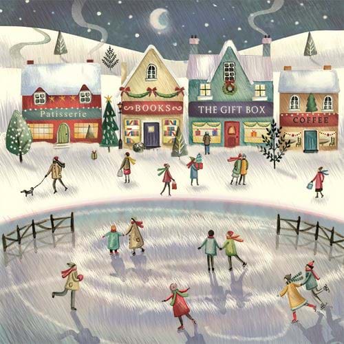 Skating on a Frozen Lake - Personalised Christmas Card