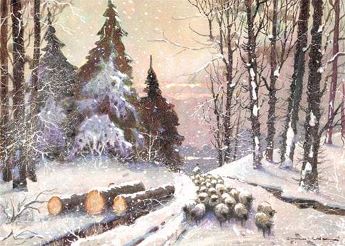 Snow Scene - Personalised Christmas Card