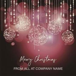 Stylish Baubles - Front Personalised Christmas Card