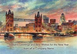 Sunset over Tower Bridge - Front Personalised Christmas Card