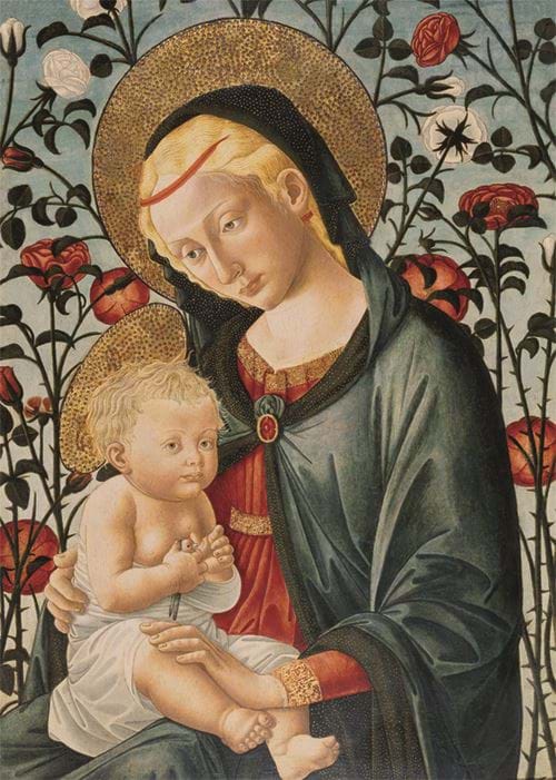 The Virgin and Child with a Hedge of Roses - Personalised Christmas Card