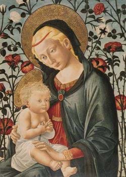 The Virgin and Child with a Hedge of Roses - Personalised Christmas Card
