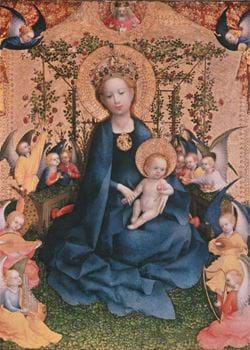 Virgin in the Rose Bower - Personalised Christmas Card