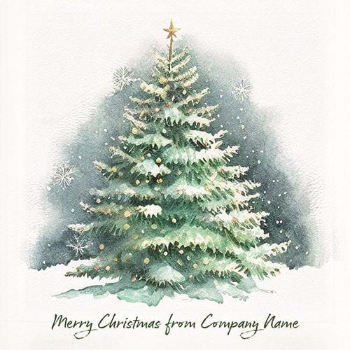 Watercolour Tree - Front Personalised Christmas Card