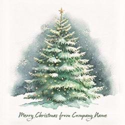 Watercolour Tree - Front Personalised Christmas Card