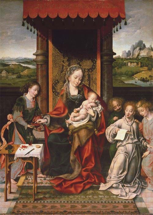 Virgin and Child with Angels - Personalised Christmas Card