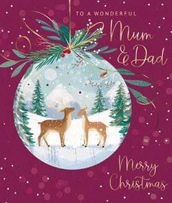 Festive Bauble Mum & Dad Christmas Card