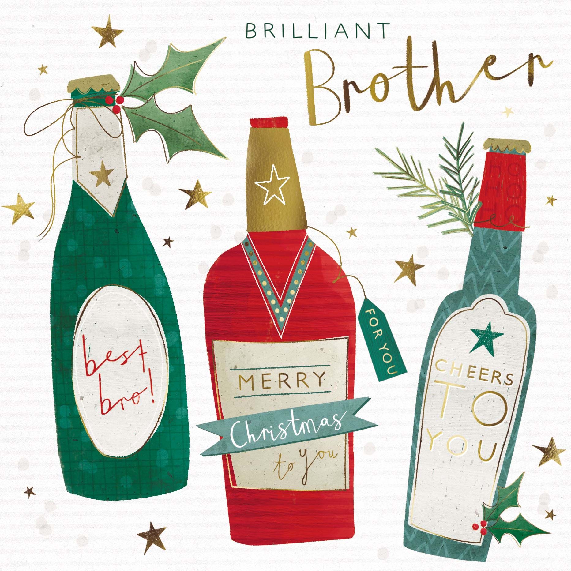 Cheery Bottles Brother Christmas Card