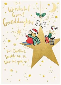 Star Great-Granddaughter Christmas Card
