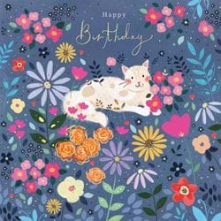 Cat Garden Birthday Card