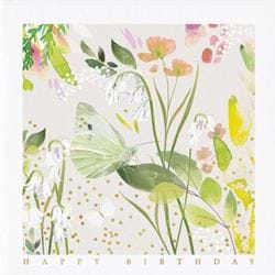 White Butterfly Birthday Card
