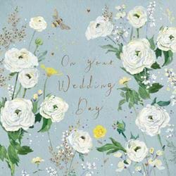 White Roses Wedding Card