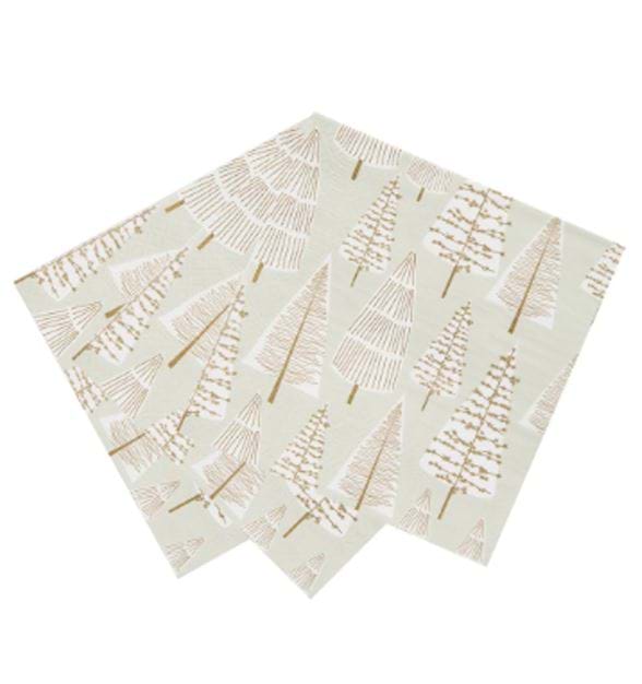 Gold Christmas Tree Paper Napkins - 20 Pack