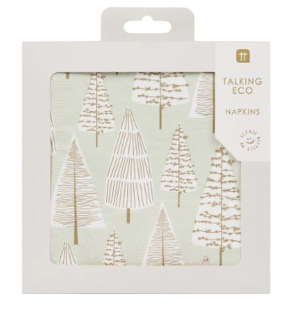 Gold Christmas Tree Paper Napkins - 20 Pack