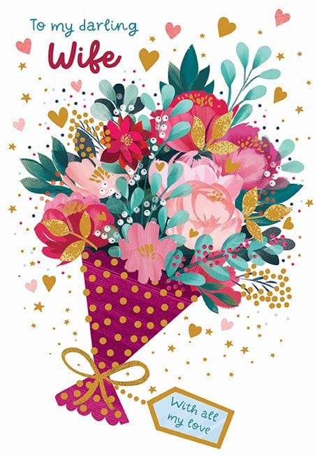 Festive Bouquet Wife Christmas Card