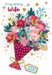 Festive Bouquet Wife Christmas Card