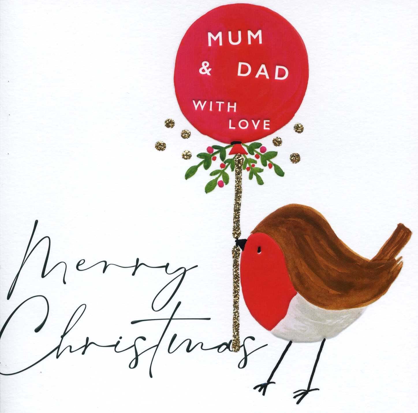 Robin Mum and Dad Christmas Card