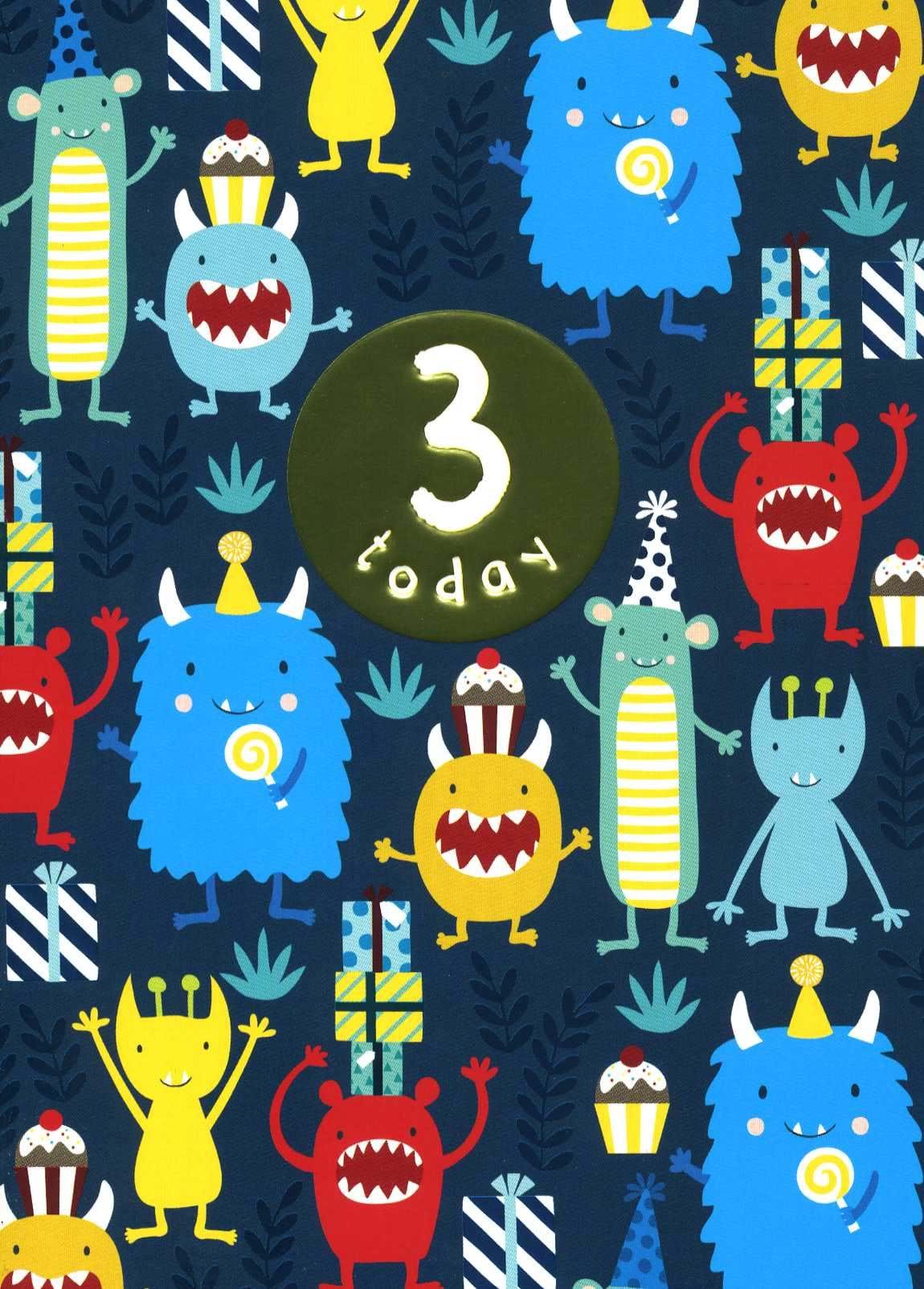 Monsters 3rd Birthday Card
