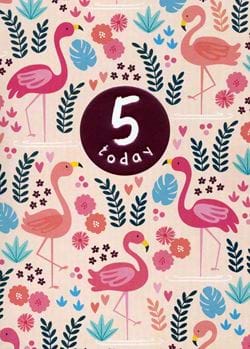 Flamingo 5th Birthday Card