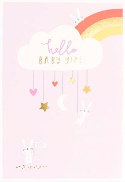 Cloud New Baby Girl Card
