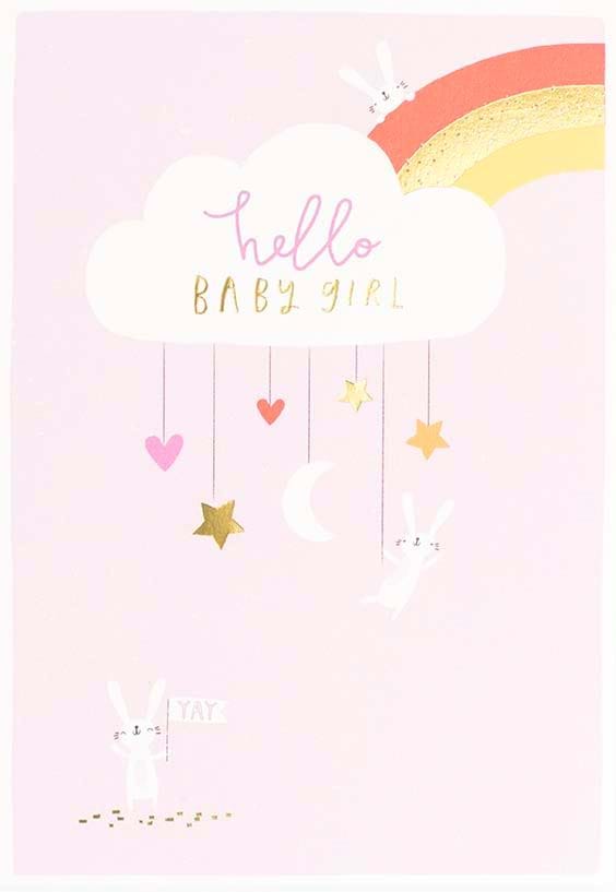 Cloud New Baby Girl Card
