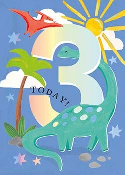 Dinosaur 3rd Birthday Card