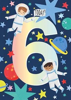 Space 6th Birthday Card