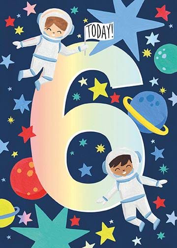 Space 6th Birthday Card